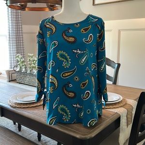 Van Heusen Teal Paisley Top M